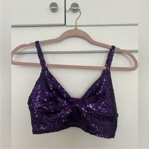 Primark Sparkling Purple Sequin Bralette Size S